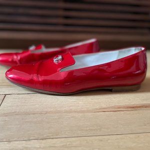 CHANEL red patent flats